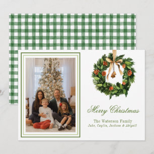 Cartes Pour Fêtes Annuelles Aquarelle Boho Orange Slice Wreath Photo de Noël