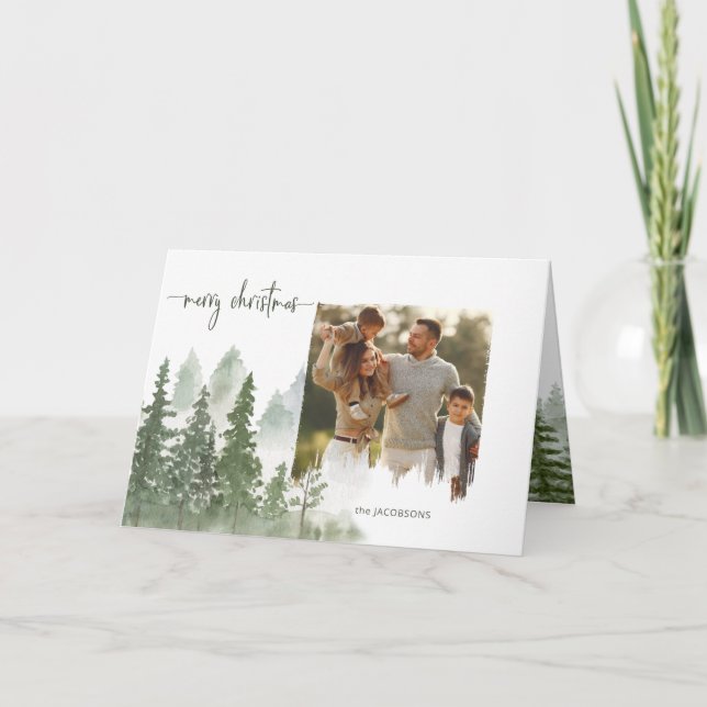 Cartes Pour Fêtes Annuelles Aquarelle Bois Calligraphie de Noël (Devant)