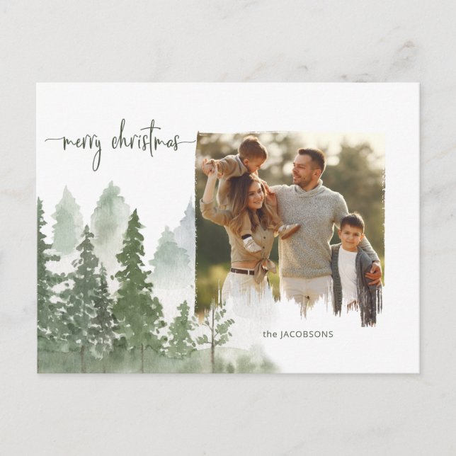 Cartes Pour Fêtes Annuelles Aquarelle Bois Calligraphie de Noël (Devant)