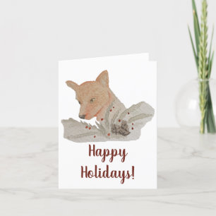 Cartes Pour Fêtes Annuelles Aquarelle Bois renard de Noël
