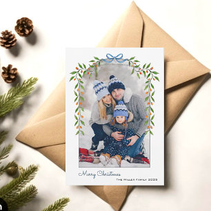 Cartes Pour Fêtes Annuelles Aquarelle Botanique Arc Cadre photo Noël