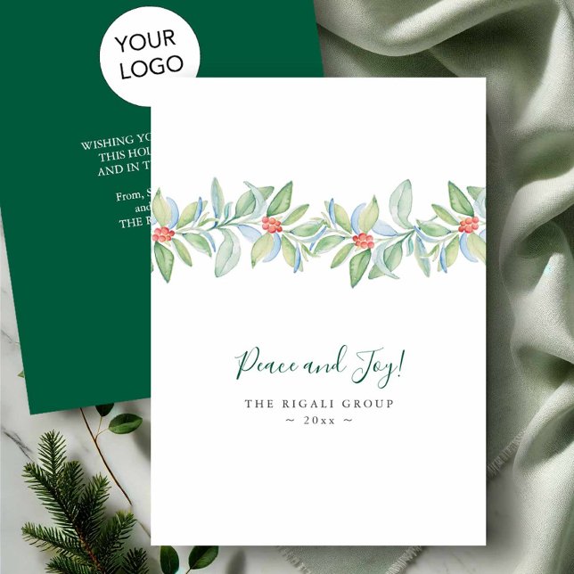Cartes Pour Fêtes Annuelles Aquarelle Botanique Holly et Berries Noël (Business Christmas cards watercolor botanical art by Victoria Grigaliunas of Do Tell A Belle)