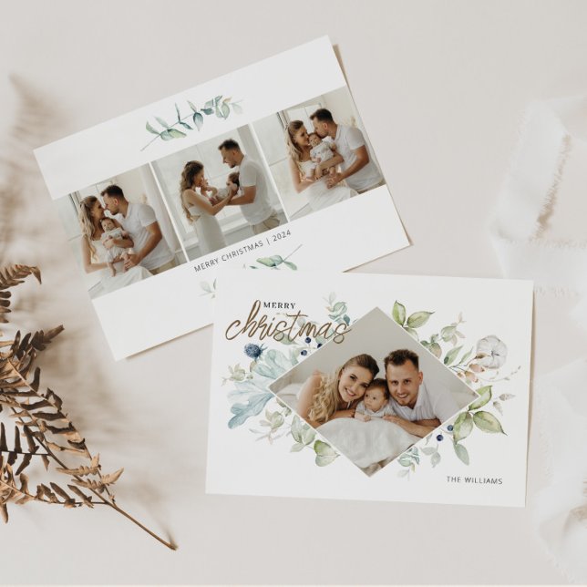 Cartes Pour Fêtes Annuelles Aquarelle Botanique Noël 4 Photo (Créateur téléchargé)