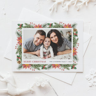 Cartes Pour Fêtes Annuelles Aquarelle Botaniques d'hiver Joyeux Noël Photo