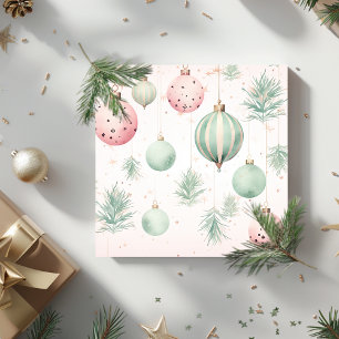 Cartes Pour Fêtes Annuelles Aquarelle boules de Noël menthe et rose