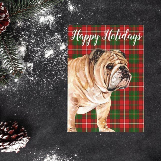 Cartes Pour Fêtes Annuelles Aquarelle Bulldog personnalisée (Créateur téléchargé)