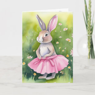 Cartes Pour Fêtes Annuelles Aquarelle Bunny Pâques En Tutu Rose