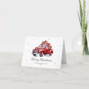 Cartes Pour Fêtes Annuelles Aquarelle Camion rouge photo Joyeux Noël