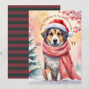 Cartes Pour Fêtes Annuelles Aquarelle Chien de Noël Joyeux voeux de Noël