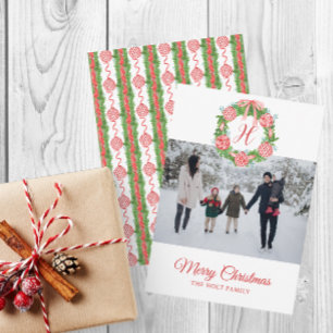 Cartes Pour Fêtes Annuelles Aquarelle Chinoiserie Ornements Couronne Noël