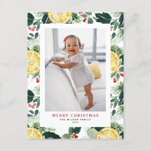 Cartes Pour Fêtes Annuelles Aquarelle Citron et verdure Photo Noël