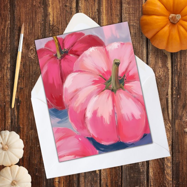 Cartes Pour Fêtes Annuelles Aquarelle Citrouille rose (Créateur téléchargé)