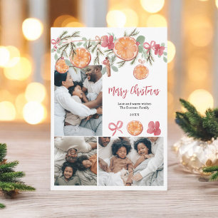 Cartes Pour Fêtes Annuelles Aquarelle Citrus et Floral 5 Photo Noël