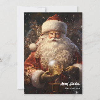 Cartes Pour Fêtes Annuelles Aquarelle classique Santa Claus dans la forêt neig