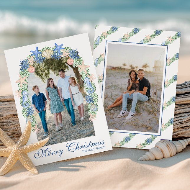 Cartes Pour Fêtes Annuelles Aquarelle Coastère de Noël Garland Photo (Créateur téléchargé)