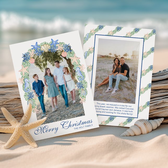 Cartes Pour Fêtes Annuelles Aquarelle Coastère de Noël Garland Photo (Créateur téléchargé)