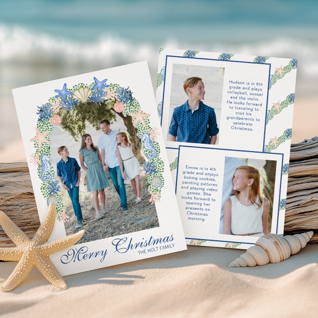 Cartes Pour Fêtes Annuelles Aquarelle Coastère de Noël Garland Photo (Créateur téléchargé)