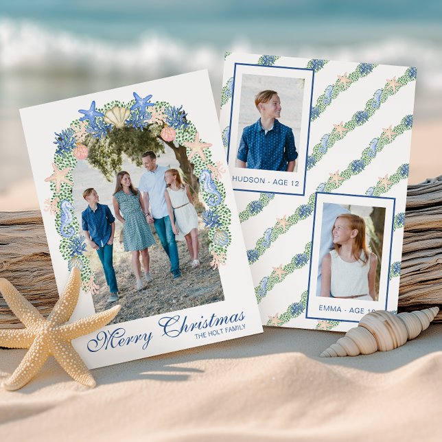 Cartes Pour Fêtes Annuelles Aquarelle Coastère de Noël Garland Photo (Créateur téléchargé)