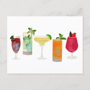 Cartes Pour Fêtes Annuelles Aquarelle Cocktails & Boissons de fête
