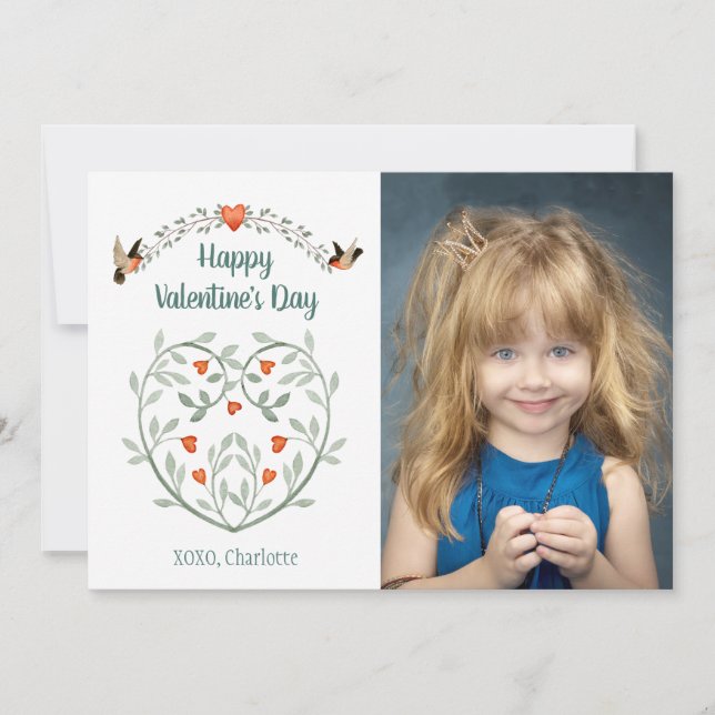 Cartes Pour Fêtes Annuelles Aquarelle Coeurs Valentine avec votre photo (Devant)