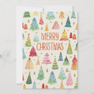 Cartes Pour Fêtes Annuelles Aquarelle Colorée Arbres de Noël