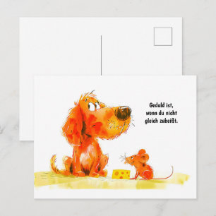 Cartes Pour Fêtes Annuelles Aquarelle Comique Chien et Souris au fromage