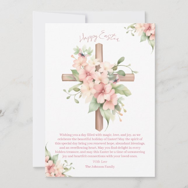 Cartes Pour Fêtes Annuelles Aquarelle Croix de Pâques personnalisée (Devant)