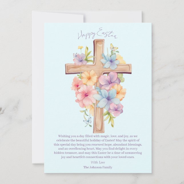 Cartes Pour Fêtes Annuelles Aquarelle Croix de Pâques personnalisée (Devant)