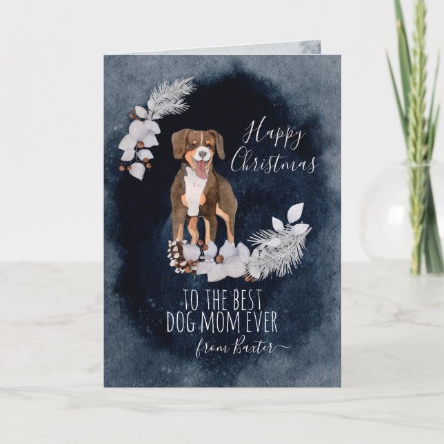 Cartes Pour Fêtes Annuelles Aquarelle customisée Entlebucher Mountain Dog (Devant)