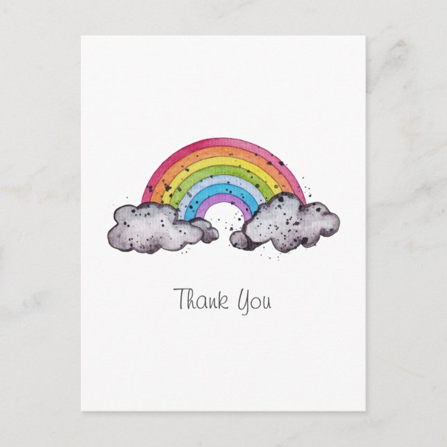 Cartes Pour Fêtes Annuelles Aquarelle Cute Arc-En-Ciel Et Nuages (Devant)