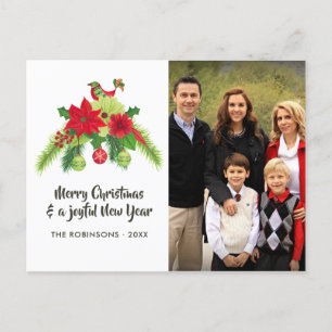 Cartes Pour Fêtes Annuelles Aquarelle d'art populaire Floral Christmas Family