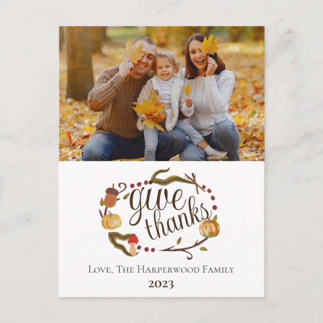 Cartes Pour Fêtes Annuelles Aquarelle d'automne moderne Thanksgiving Photo de  (Devant)