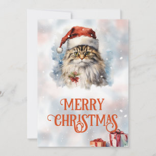 Cartes Pour Fêtes Annuelles Aquarelle de chat Noël