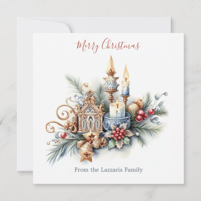 Cartes Pour Fêtes Annuelles Aquarelle de Noël (Devant)