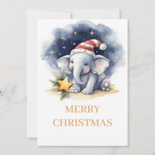 Cartes Pour Fêtes Annuelles Aquarelle de Noël adorable Eléphant
