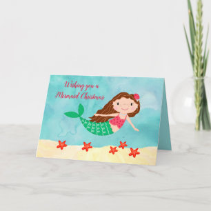 Cartes Pour Fêtes Annuelles Aquarelle de Noël de la sirène
