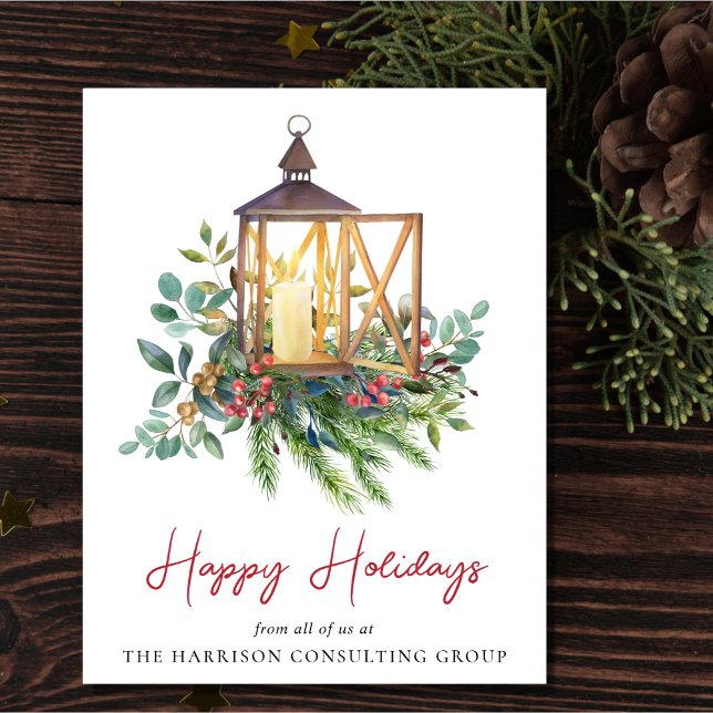 Cartes Pour Fêtes Annuelles Aquarelle de Noël du logo de l'entreprise (Spread the joy of the season and strengthen business relationships with our elegant holiday card)
