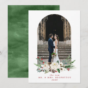 Cartes Pour Fêtes Annuelles Aquarelle de Noël Floral photo Arc de mer