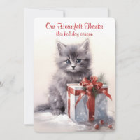 Aquarelle de Noël Grey Kitten