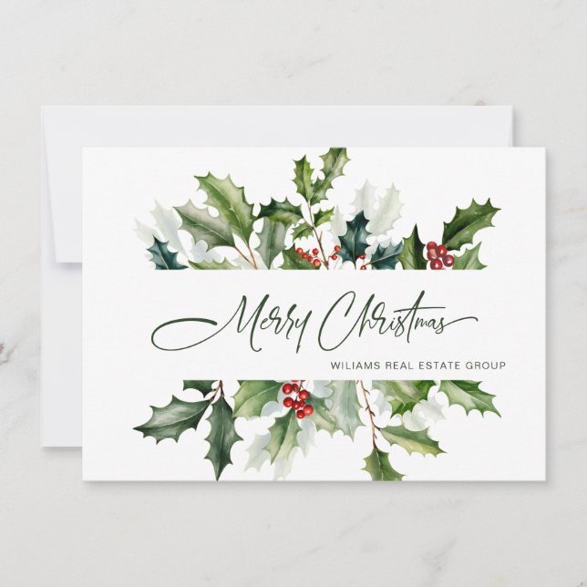 Cartes Pour Fêtes Annuelles Aquarelle de Noël Mistletoe Accueil d'entreprise (Devant)