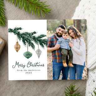 Cartes Pour Fêtes Annuelles Aquarelle de Noël Ornements Photo