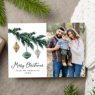 Cartes Pour Fêtes Annuelles Aquarelle de Noël Ornements Photo