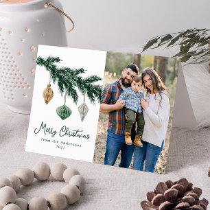 Cartes Pour Fêtes Annuelles Aquarelle de Noël Ornements Photo