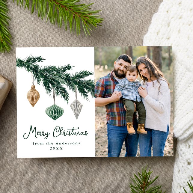 Cartes Pour Fêtes Annuelles Aquarelle de Noël Ornements Photo (Créateur téléchargé)