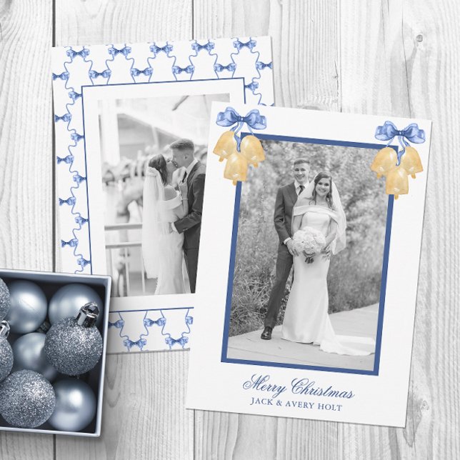 Cartes Pour Fêtes Annuelles Aquarelle de Noël ou Mariage Bells Photo (Créateur téléchargé)