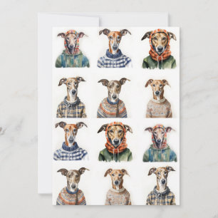 Cartes Pour Fêtes Annuelles Aquarelle de Noël Whippet