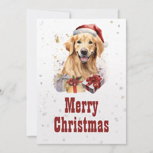 Cartes Pour Fêtes Annuelles Aquarelle de récupération d'or de Noël (Devant)