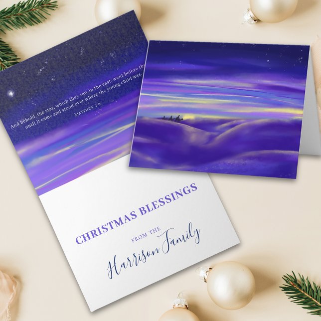 Cartes Pour Fêtes Annuelles Aquarelle de trois rois Personnalisée (Three wise men watercolor christmas blessings bible quote personalized holiday card )
