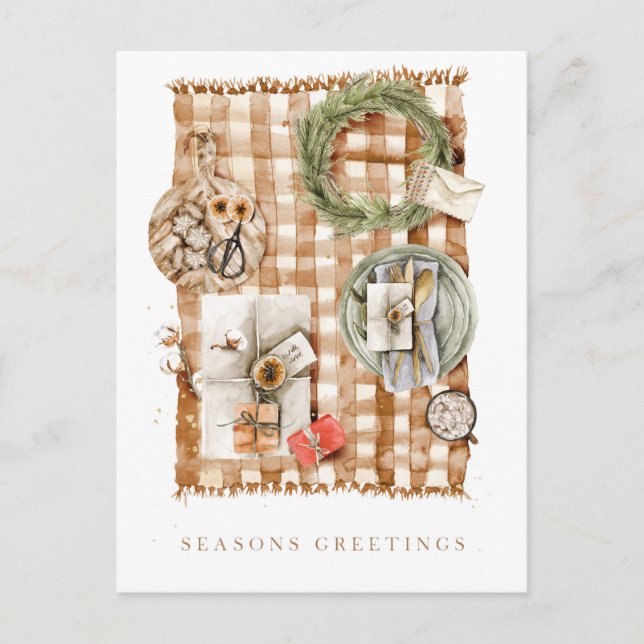 Cartes Pour Fêtes Annuelles Aquarelle de vacances Joyeuses Fêtes (Devant)