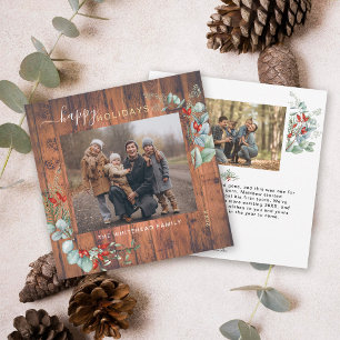 Cartes Pour Fêtes Annuelles Aquarelle de verdure botanique Bois de cerisier ru